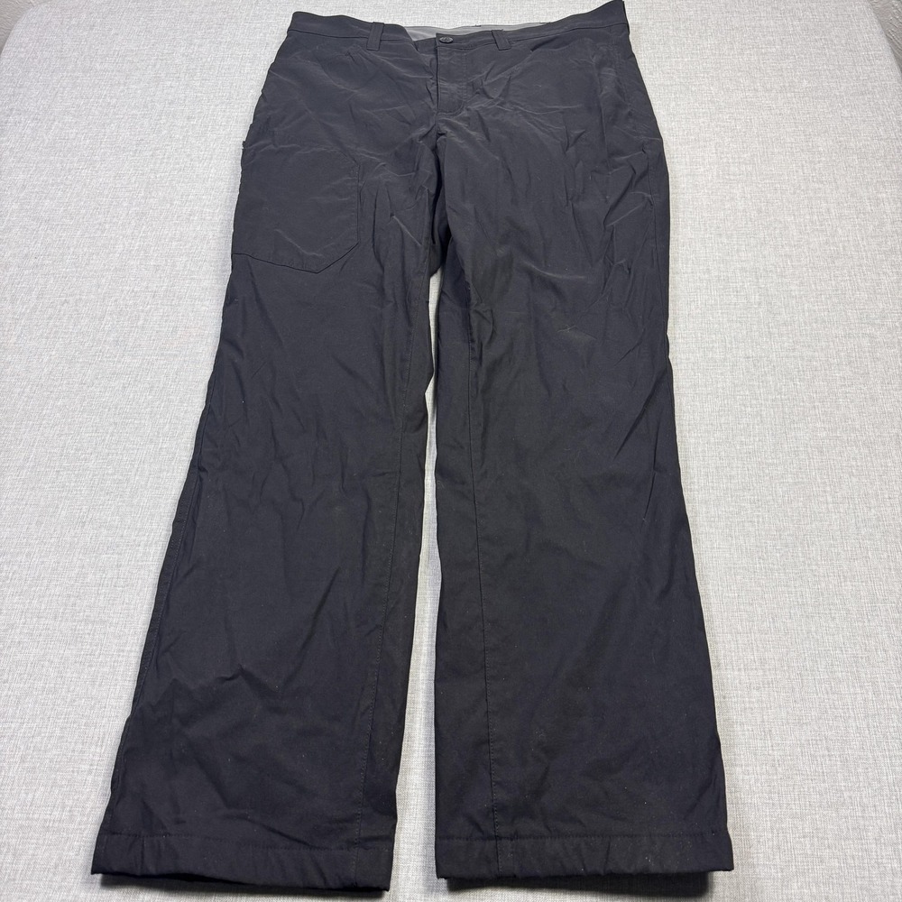 Eddie Bauer Fleece Lined Tech Pants Mens 36x32 Black Outdoor Hiking Trail